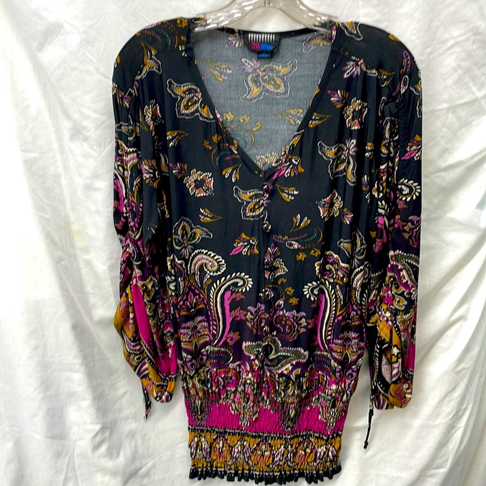 Diva blue gathered elastic waist top ladies sz 3x